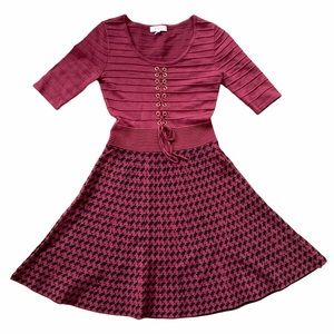 Candie’s Retro Look Lace-Up Knit Skater Dress